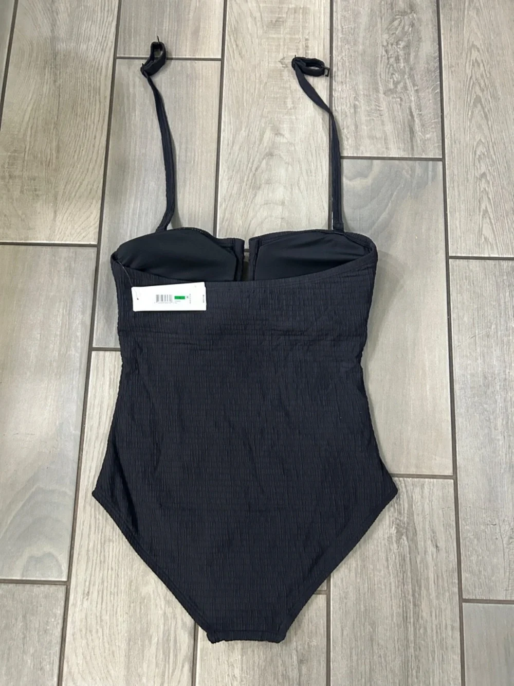 NWT A122 DKNY Women's Black Strapless Bandeau One Piece Swimsuit size Medium - Picture 6 of 7